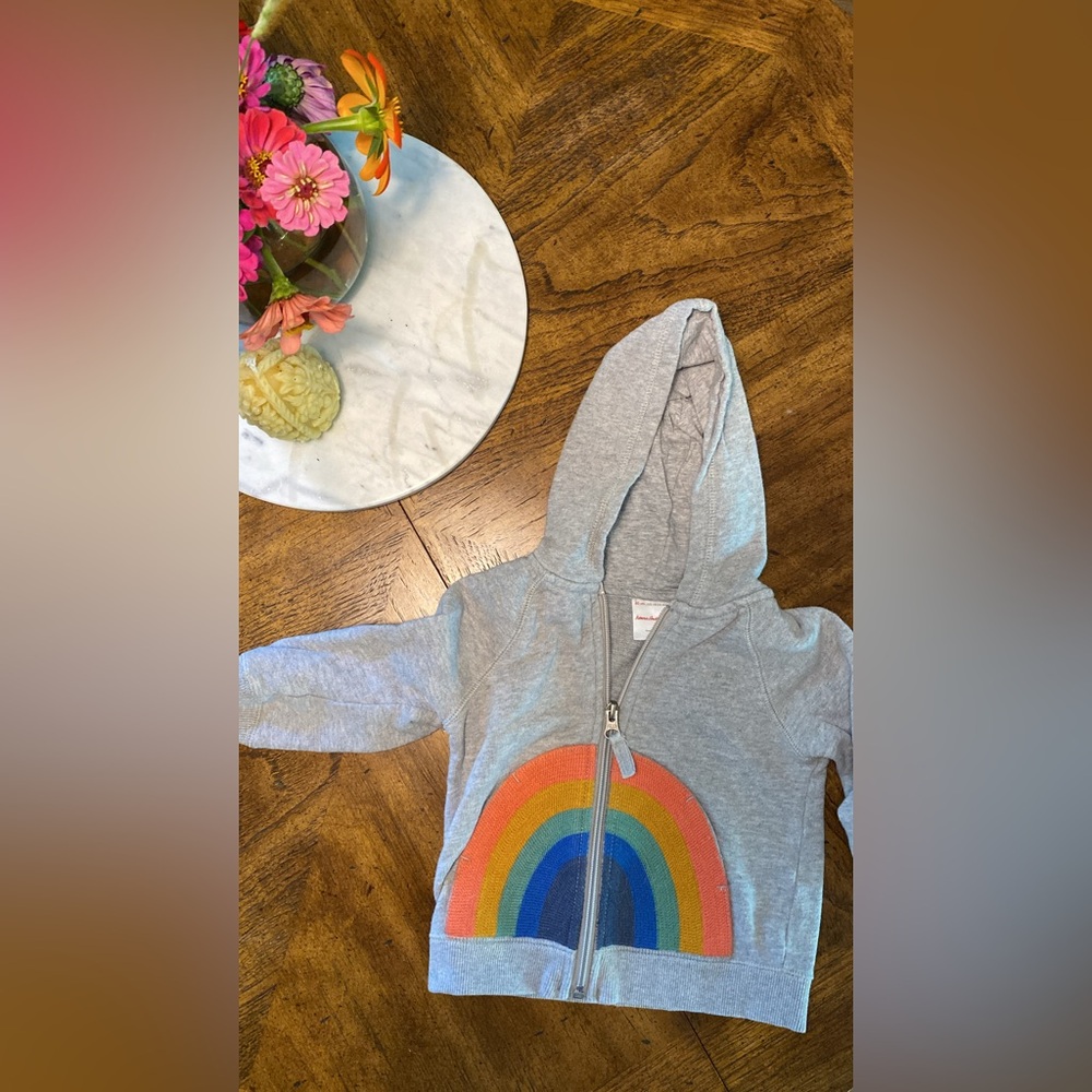 Hanna Andersson Gray Hoodie with Vibrant Rainbow